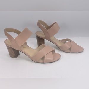 Unisa Blush Leather Heeled Sandals - Size 8